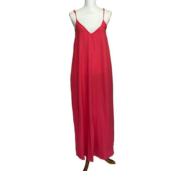 Venus strawberry pink maxi slip dress, small, beach, flowy, tropical, vacation - Picture 1 of 6
